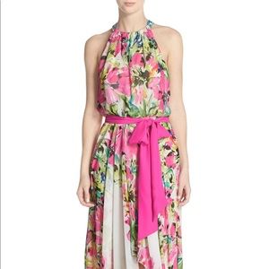 Eliza J high/Low floral print tie dress sz 14